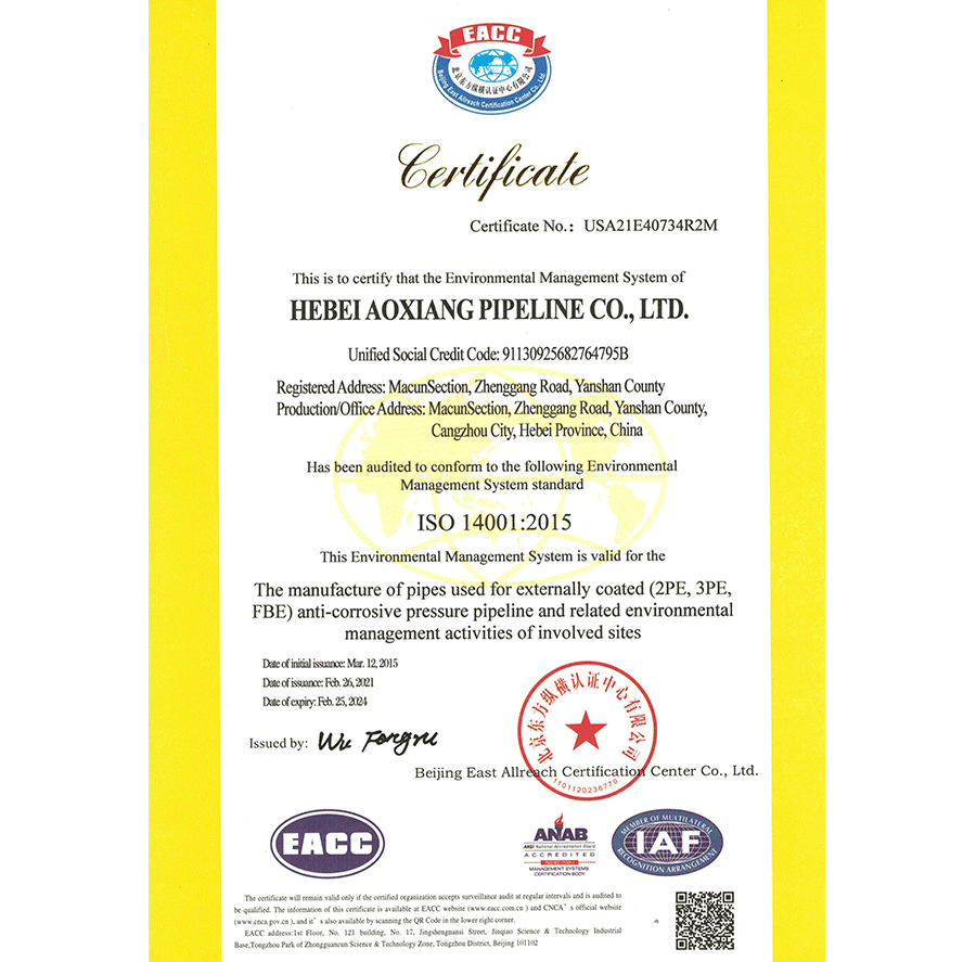 Has been audited to conform to the following Environmental Management System standard 